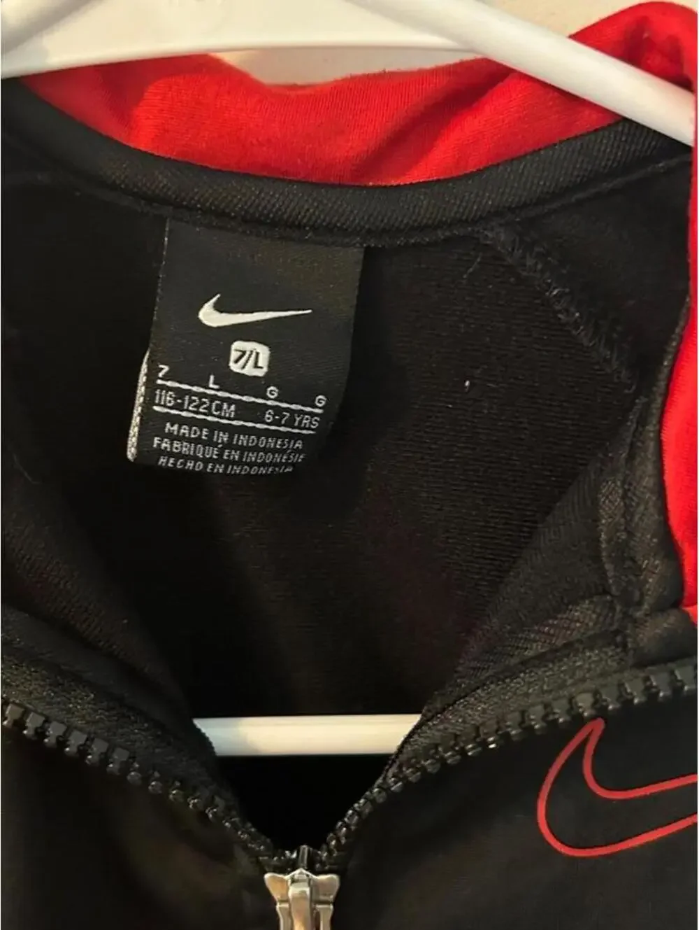 Nike red/black color-blocked zip-up jacket size 7Y